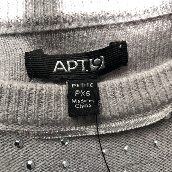 NWT! Apt. 9 Silver Studded Light Gray Sweater XSP - Picture 9 of 14